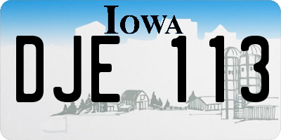 IA license plate DJE113
