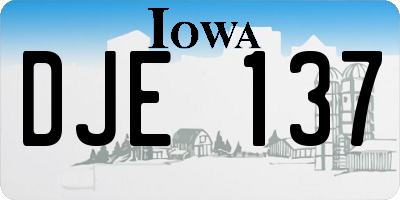 IA license plate DJE137
