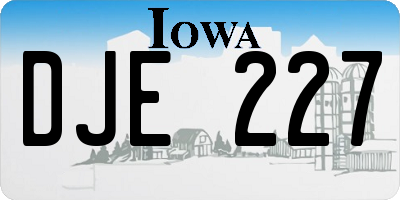 IA license plate DJE227
