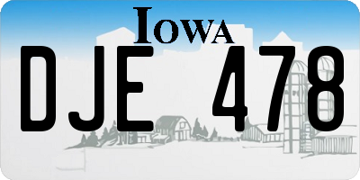IA license plate DJE478
