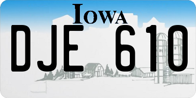 IA license plate DJE610