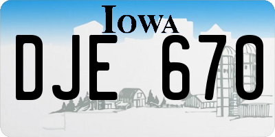 IA license plate DJE670