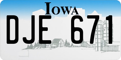 IA license plate DJE671