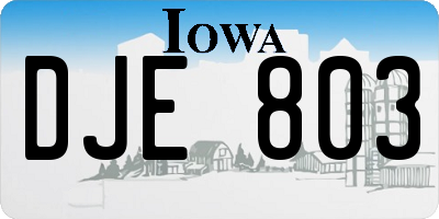 IA license plate DJE803