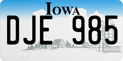 IA license plate DJE985