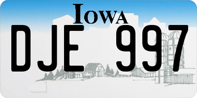 IA license plate DJE997