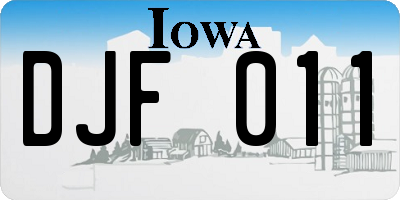 IA license plate DJF011