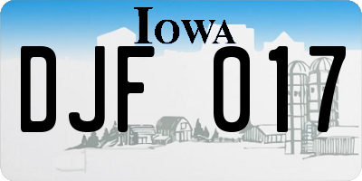 IA license plate DJF017