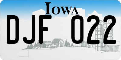 IA license plate DJF022