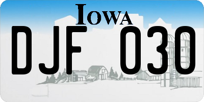 IA license plate DJF030