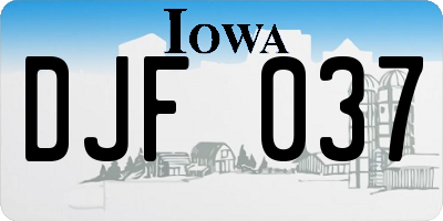 IA license plate DJF037