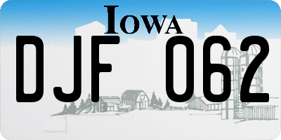 IA license plate DJF062