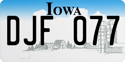 IA license plate DJF077