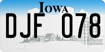 IA license plate DJF078