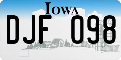 IA license plate DJF098