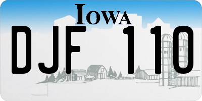 IA license plate DJF110