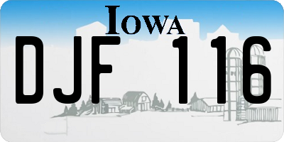 IA license plate DJF116