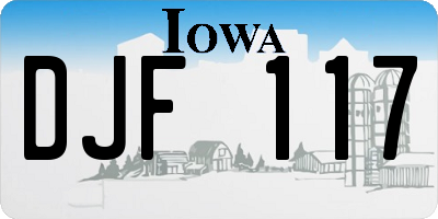 IA license plate DJF117