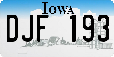 IA license plate DJF193