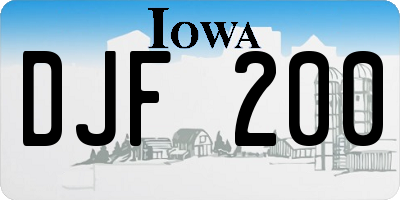 IA license plate DJF200