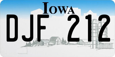 IA license plate DJF212