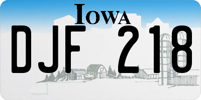 IA license plate DJF218