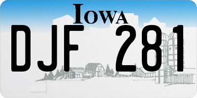 IA license plate DJF281