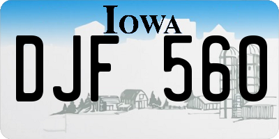 IA license plate DJF560