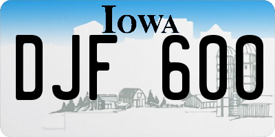 IA license plate DJF600