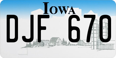 IA license plate DJF670