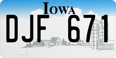 IA license plate DJF671