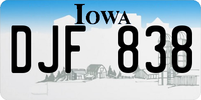 IA license plate DJF838