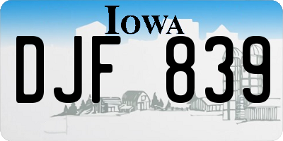 IA license plate DJF839