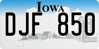 IA license plate DJF850