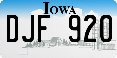 IA license plate DJF920