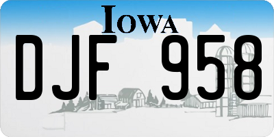 IA license plate DJF958