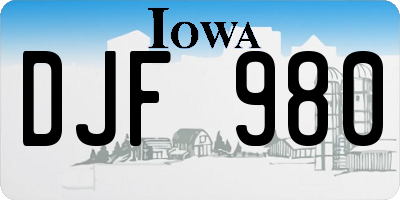 IA license plate DJF980
