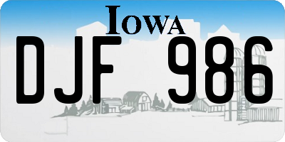 IA license plate DJF986