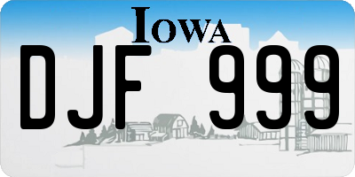 IA license plate DJF999