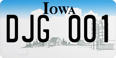IA license plate DJG001
