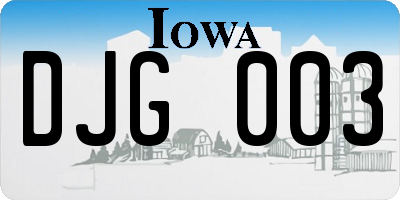 IA license plate DJG003