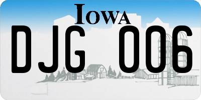 IA license plate DJG006