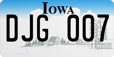 IA license plate DJG007
