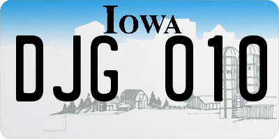 IA license plate DJG010