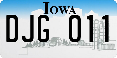 IA license plate DJG011