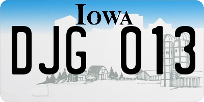IA license plate DJG013