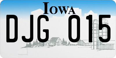 IA license plate DJG015