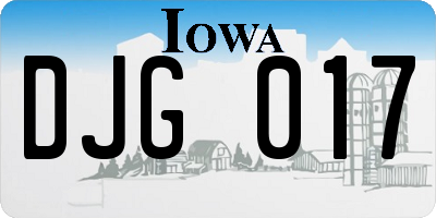 IA license plate DJG017