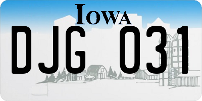 IA license plate DJG031