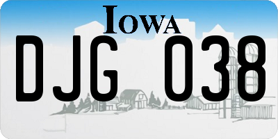 IA license plate DJG038
